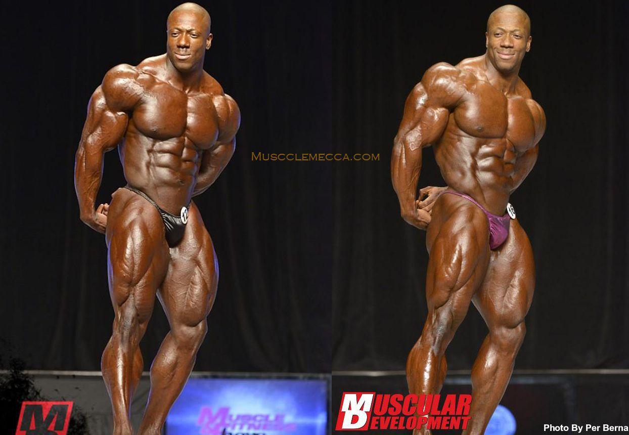 Shawn Rhoden -side triceps- comparison photo, 2012 vs 2013 Mr