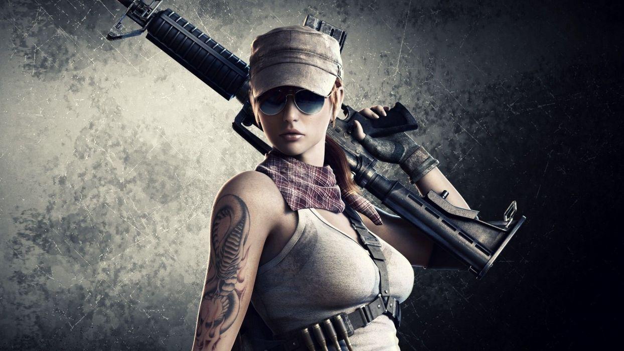 WOMEN AND GUNS game soldier tattoo girl wallpaperx1080