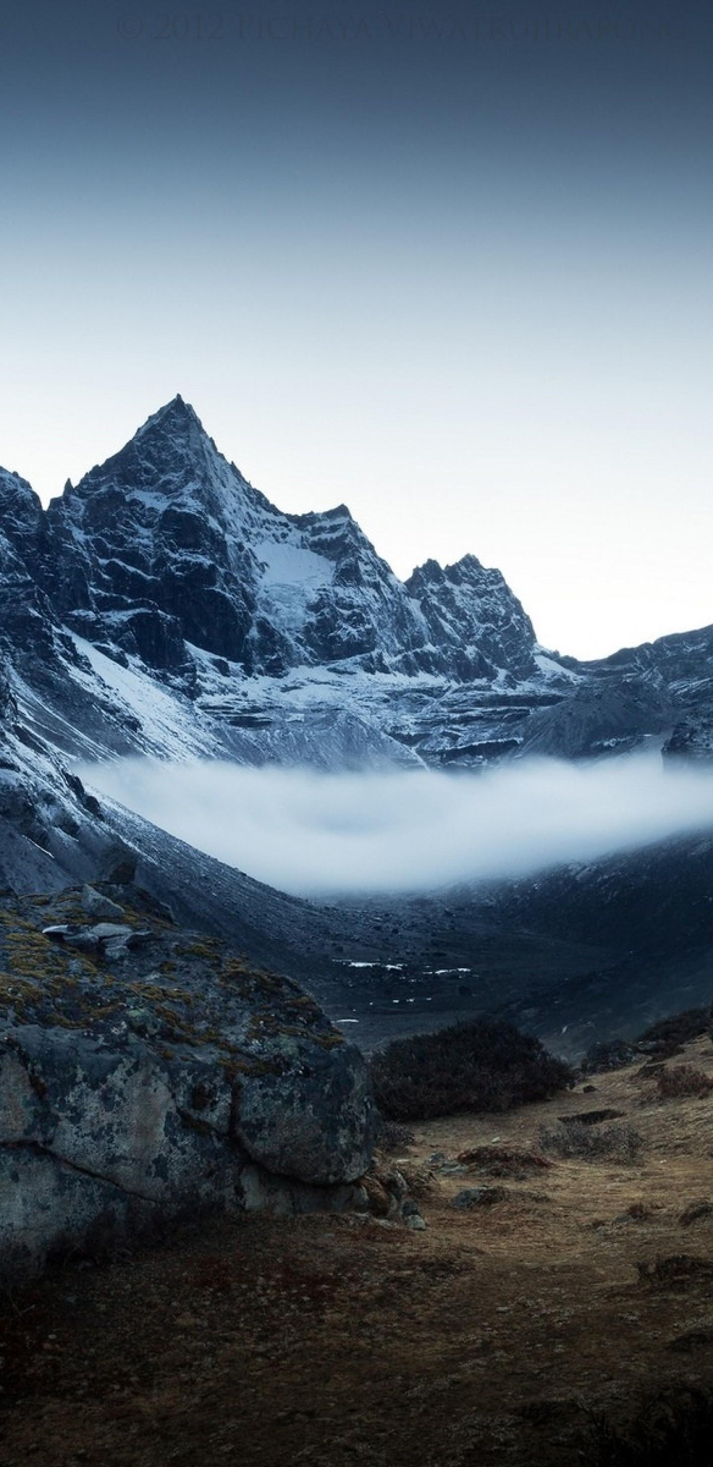 Download 1440x2960 Machhermo, Nepal, Mountains, Rocks, Hill