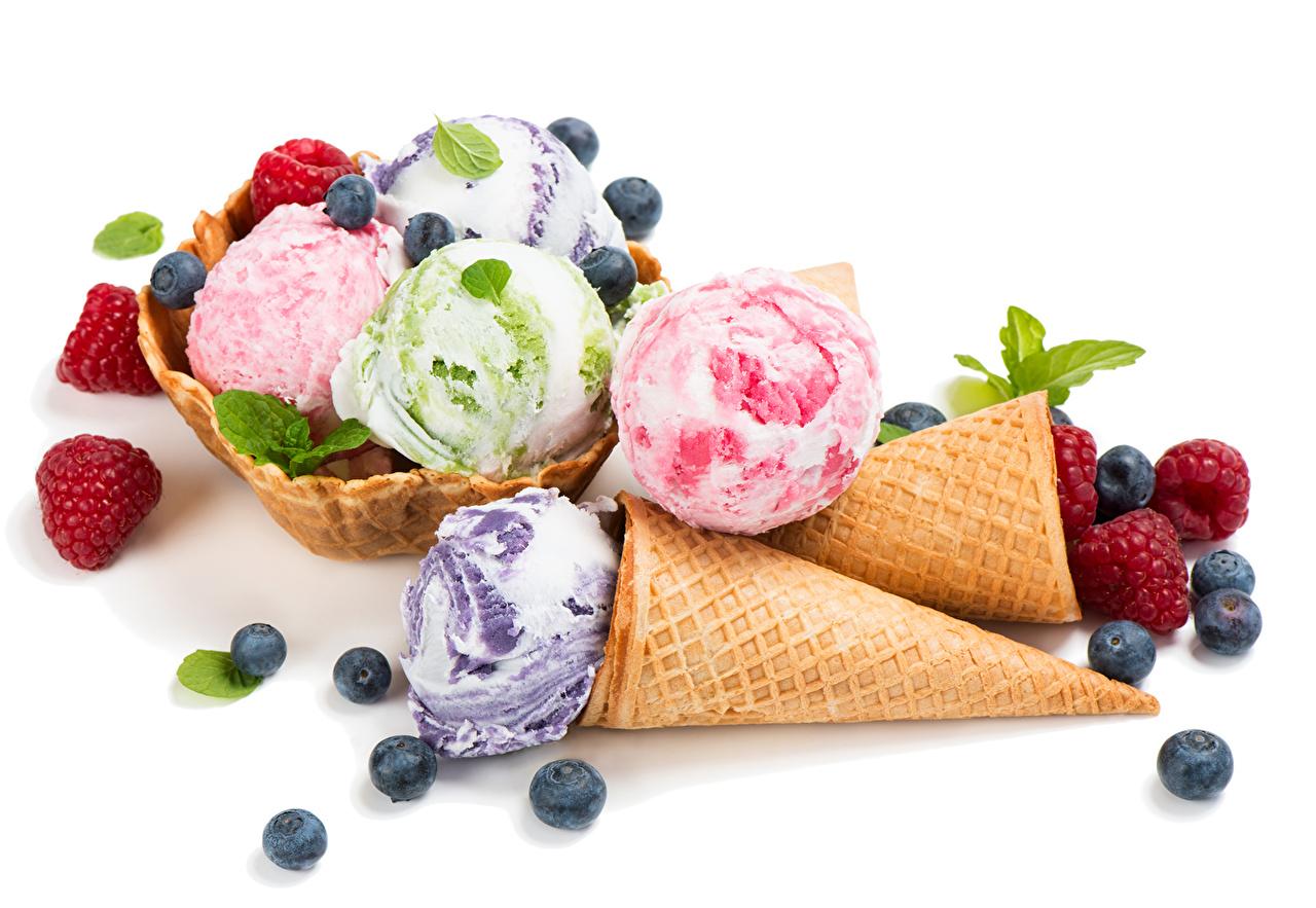 Wallpaper Ice cream Raspberry Blueberries Food Berry Sweets White