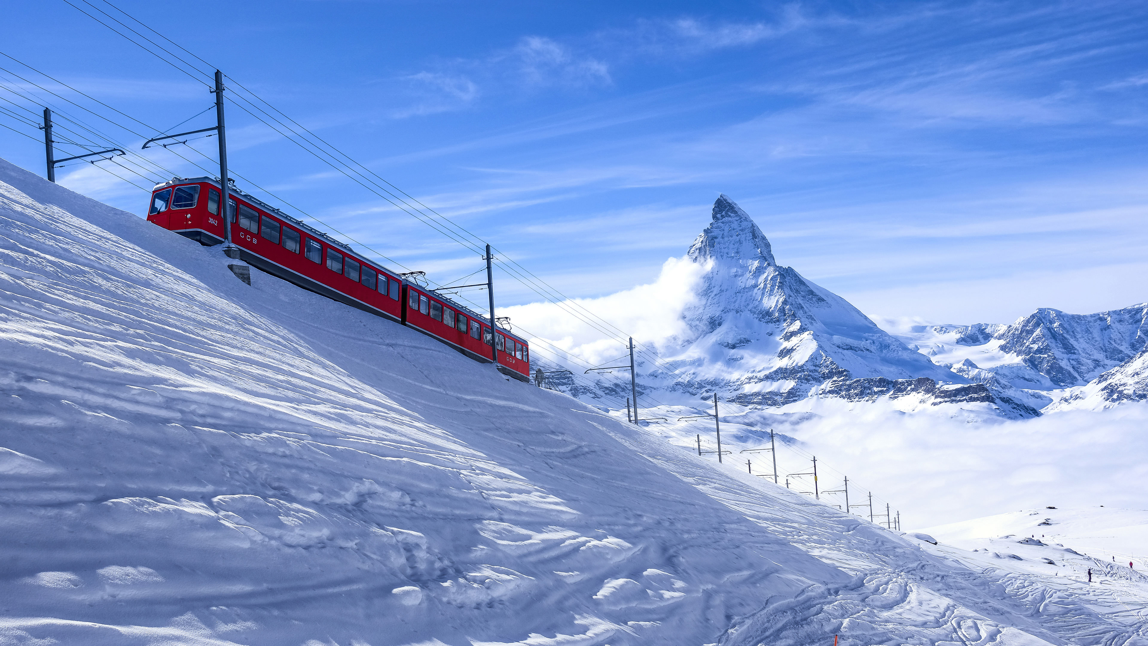 Wallpaper, Zermatt, Switzerland, Alps, snow, train, mountains