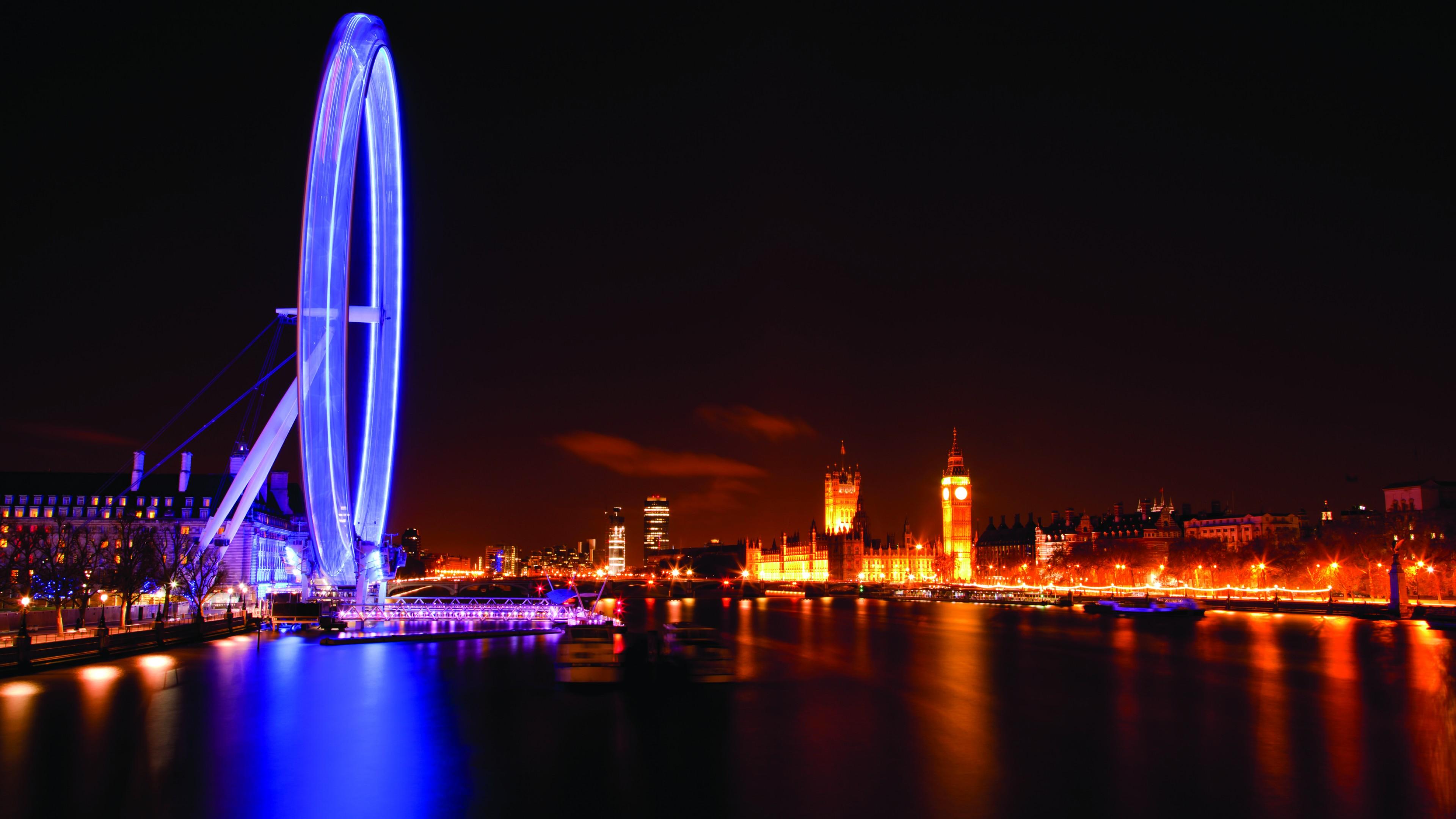 Wallpaper London Eye, England, Travel. Tourism, Night, Travel