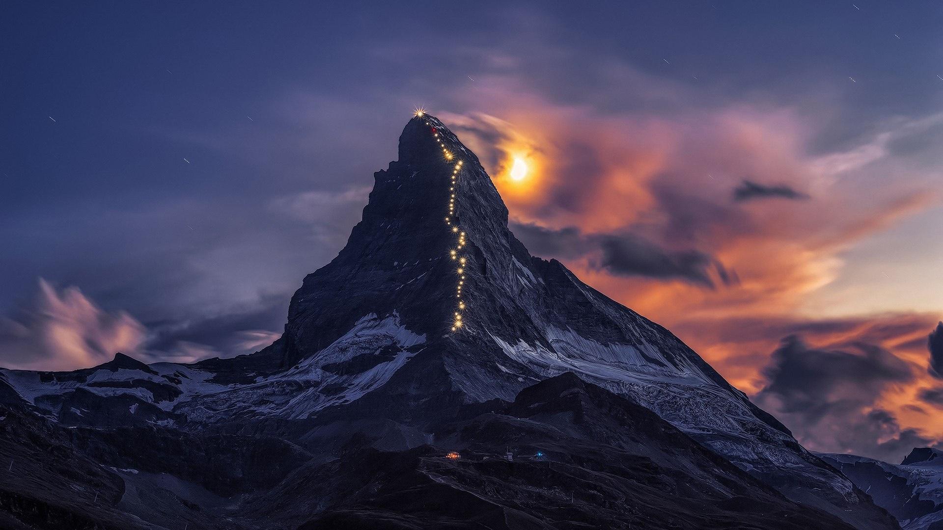 Lamps Light Route On Matterhorn HD Wallpaper. Wallpaper Studio 10