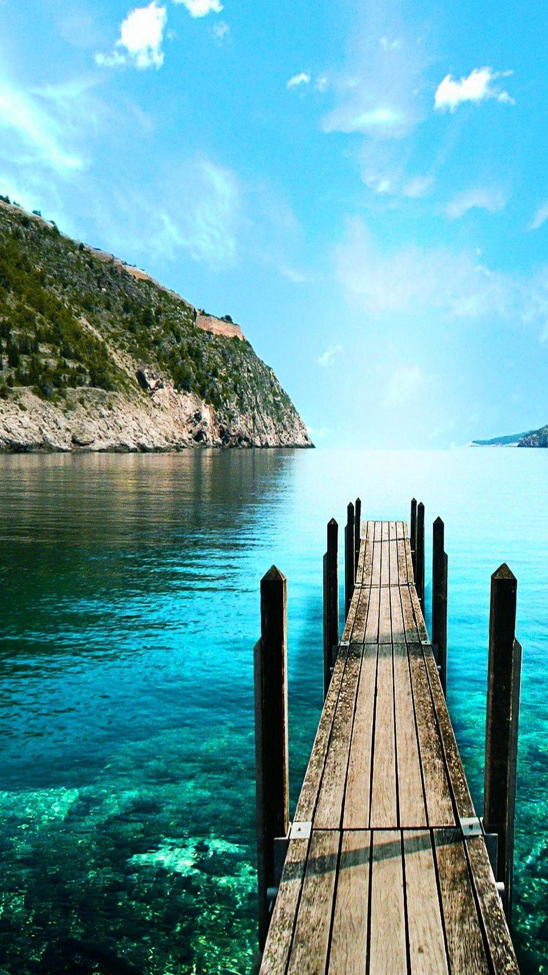 Beautiful Lake and Sky. Paradise iPhone Wallpaper