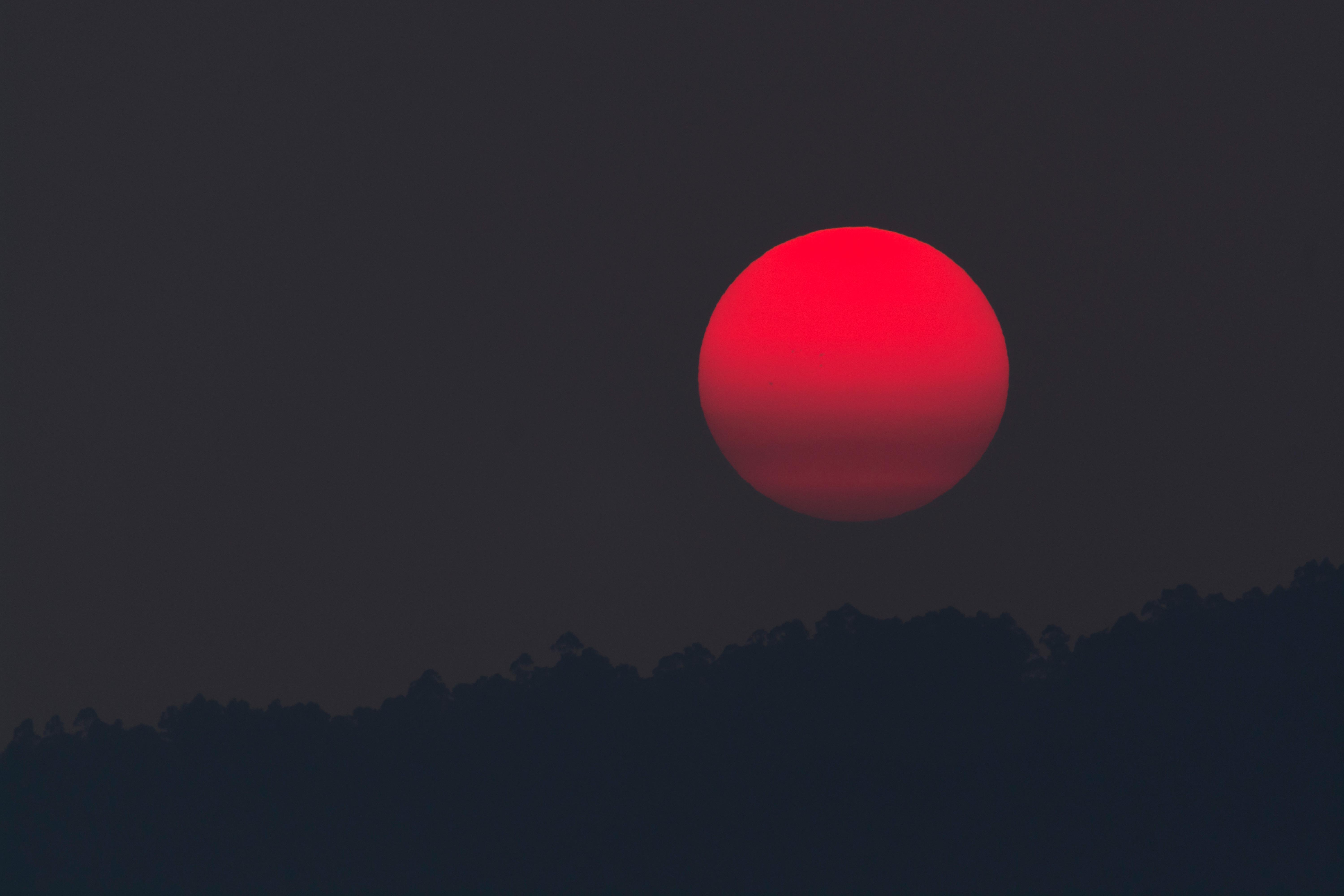 Wallpapers Red Moon, Full moon, Sunset, 4K, Nature,