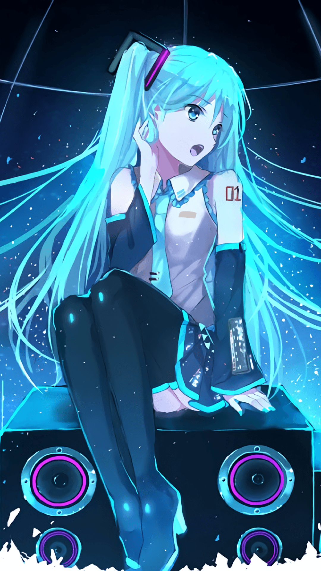 Download 1080x1920 Hatsune Miku, Singing, Twintails, Vocaloid