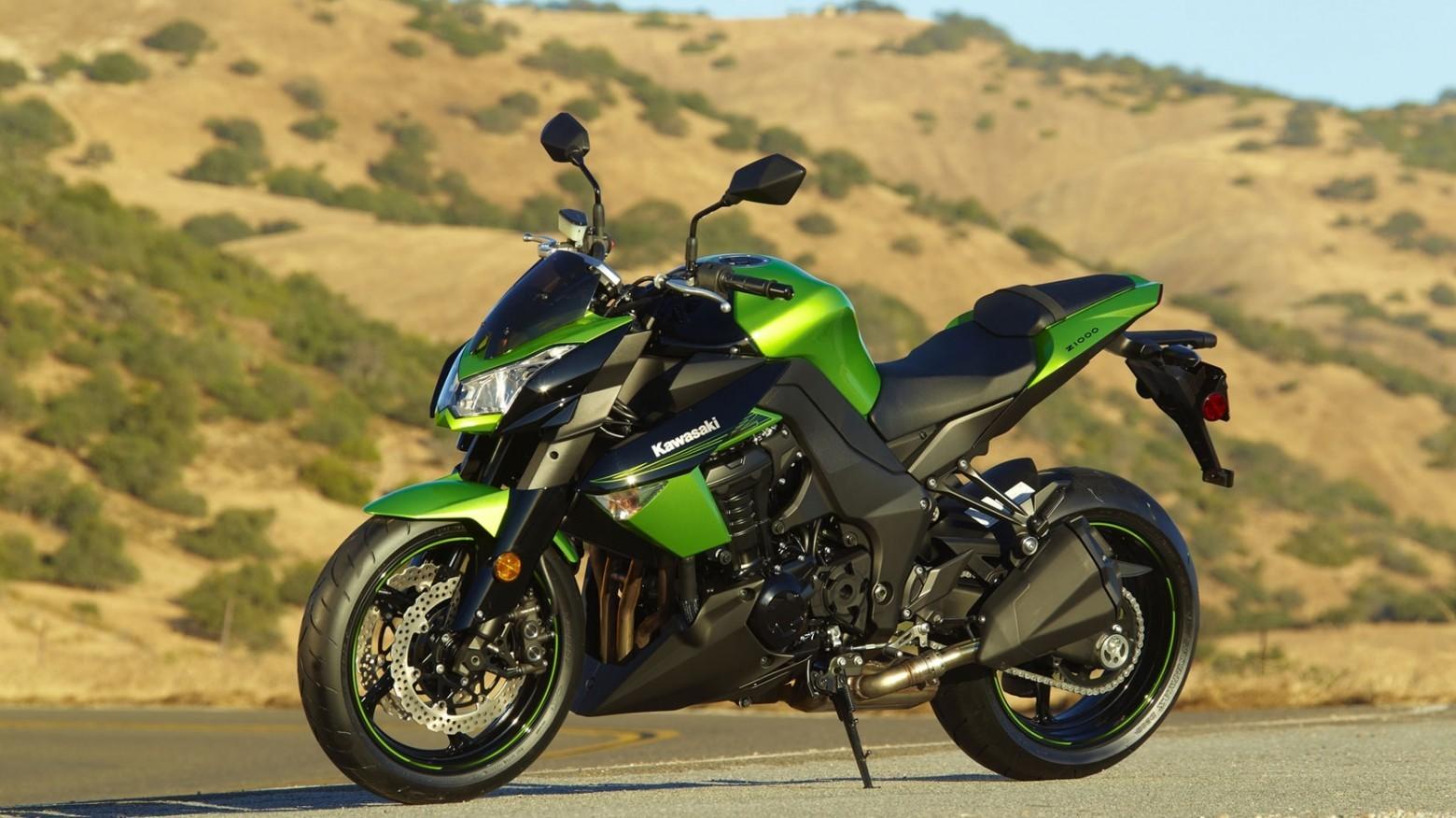Download 1560x876 Kawasaki Z Green, Side View, Motorcycle