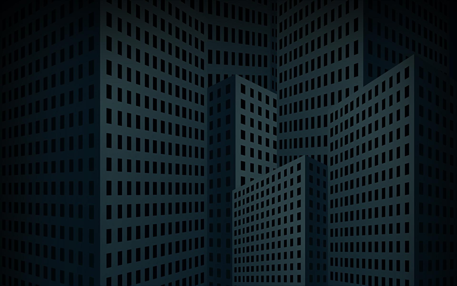 3D Dark City Skyscrapers Wallpaperx1200