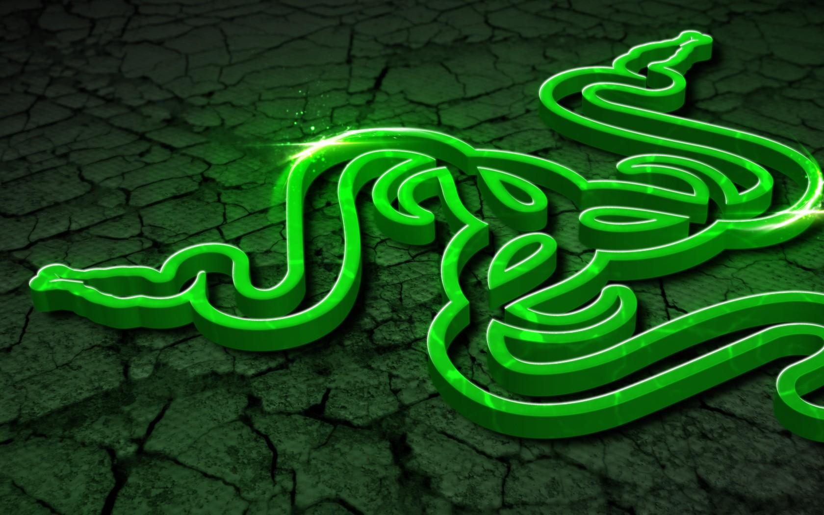 Wallpaper, neon, text, snake, green, circle, Razer, serpent