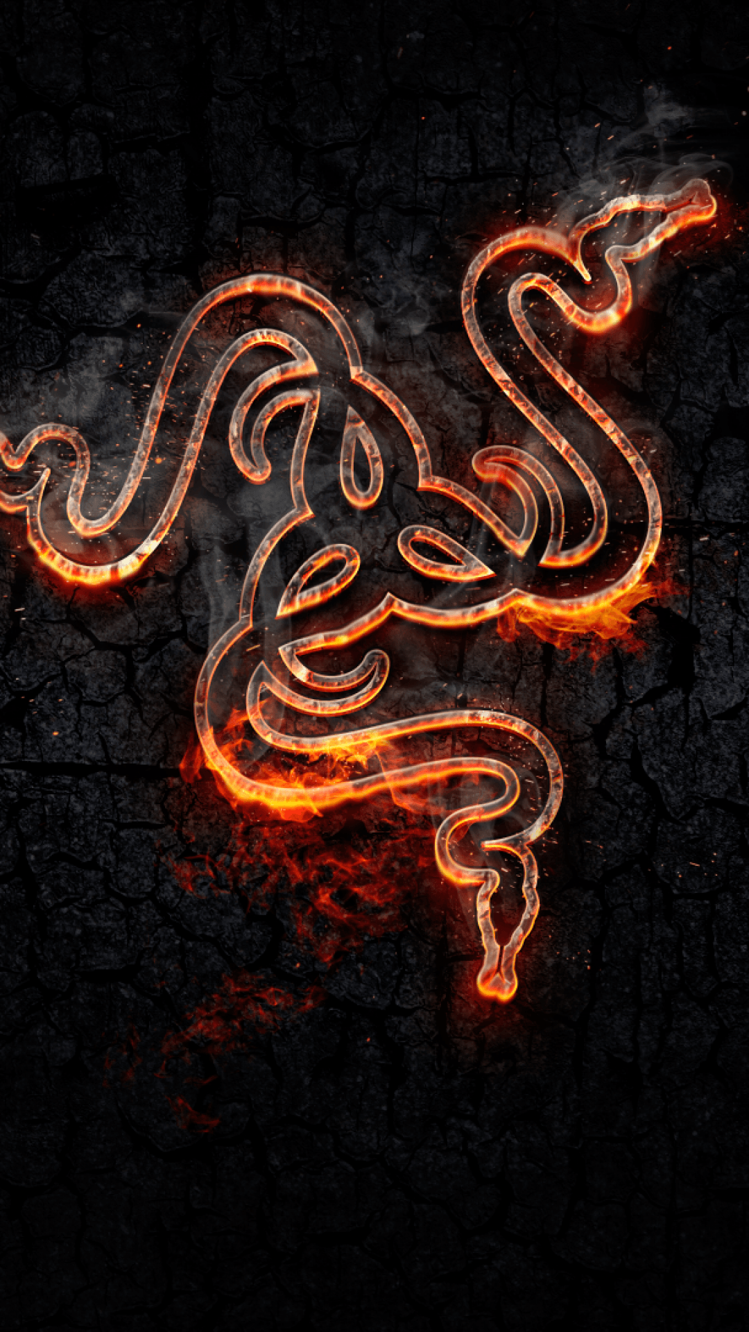 Download 1080x1920 Razer, Logo, Fire, Gaming, Snake Wallpaper