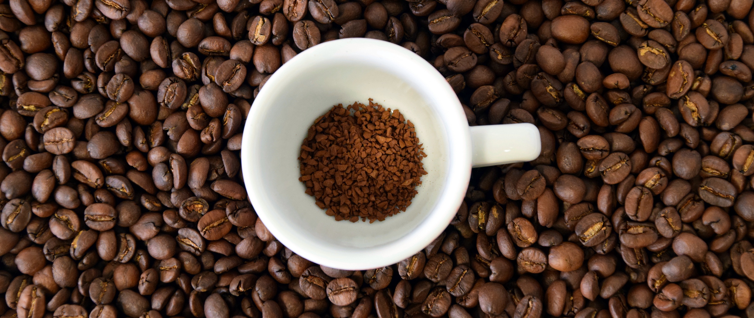 Download wallpaper 2560x1080 coffee beans, coffee, cup dual wide