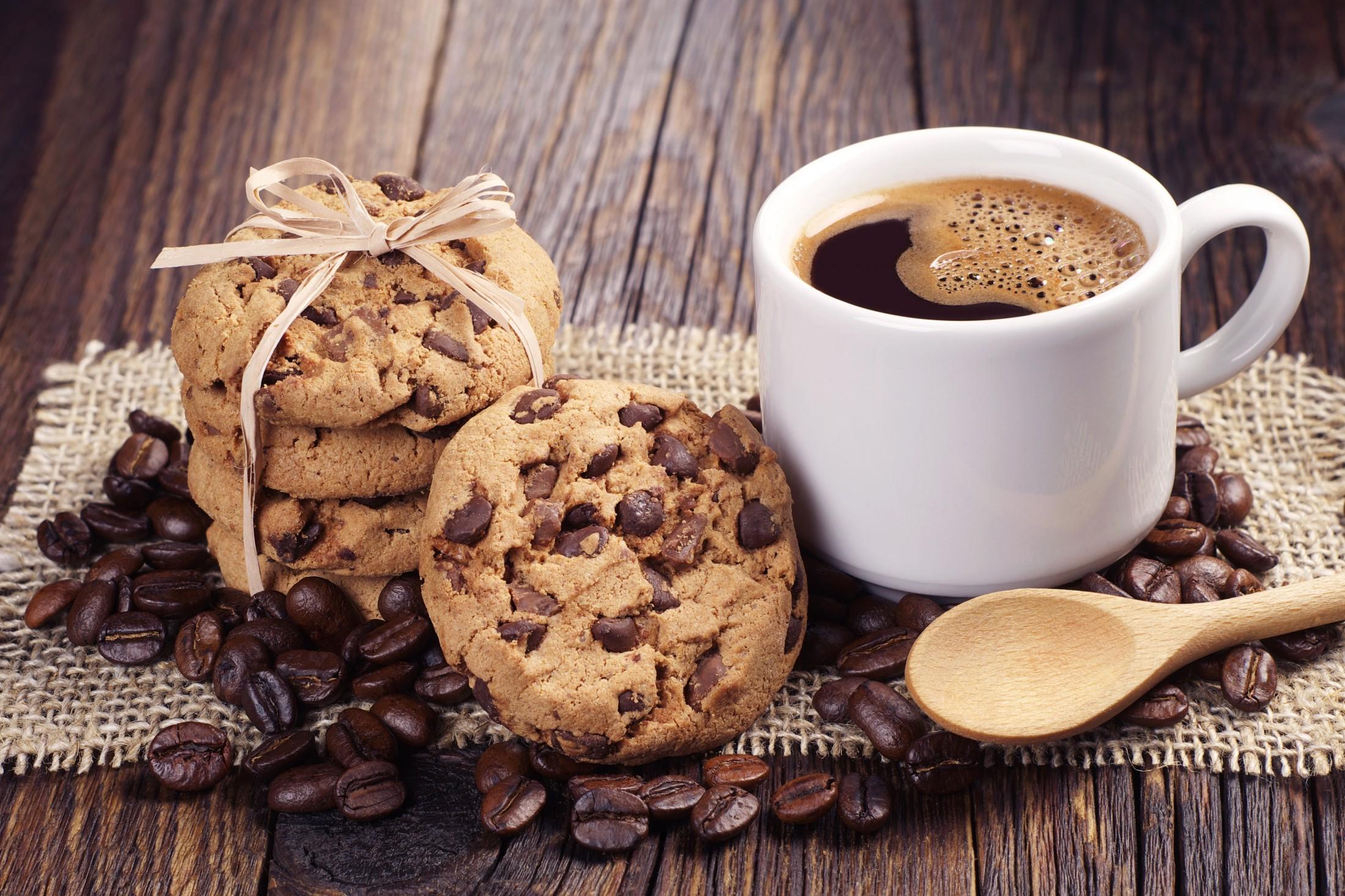 Download 2200x1466 Cookies, Coffee, Cup, Coffee Beans, Drinks