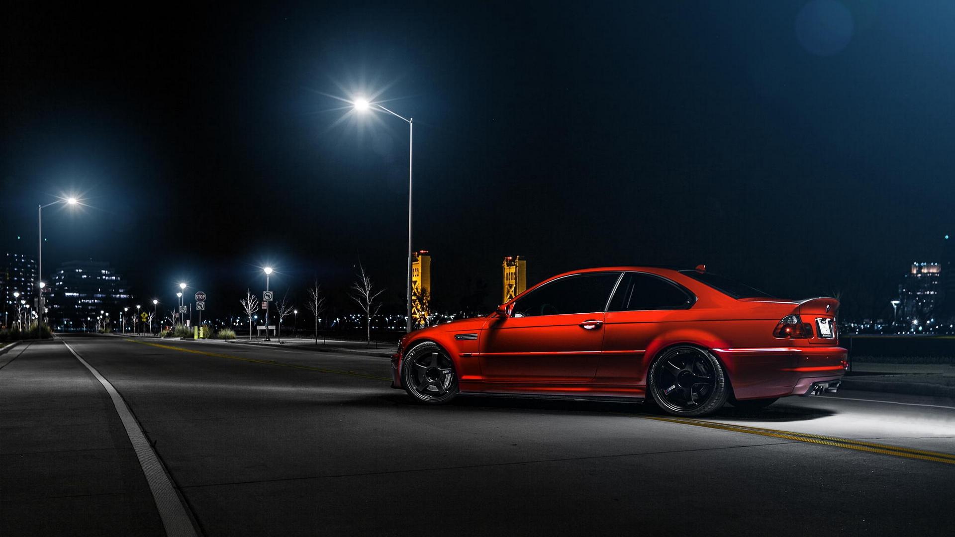 Night View of BMW M3 E46 Red Wallpaper