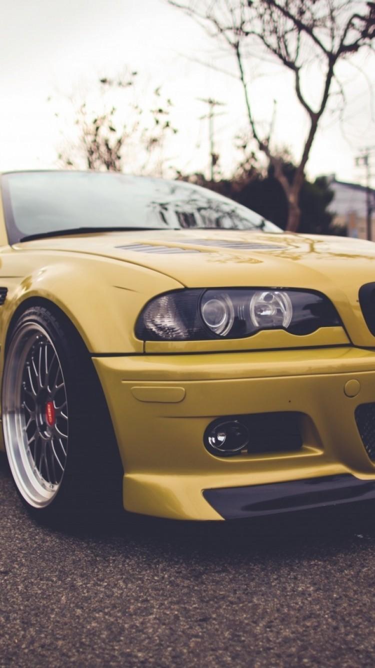 Download 750x1334 Bmw E Front View, Yellow, Sport, Cars
