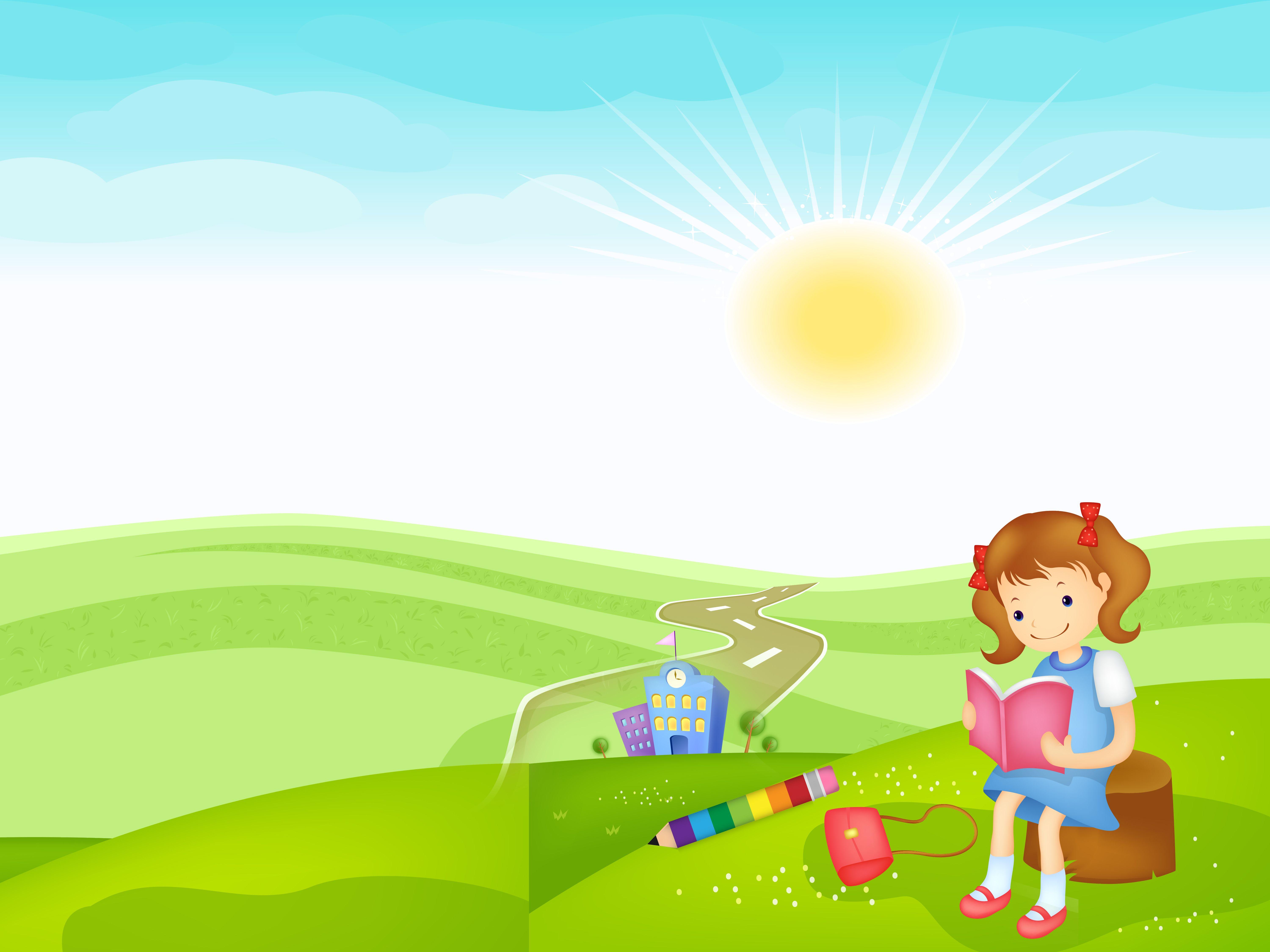 Student reading a book in sunny day wallpaper. Kids wallpaper