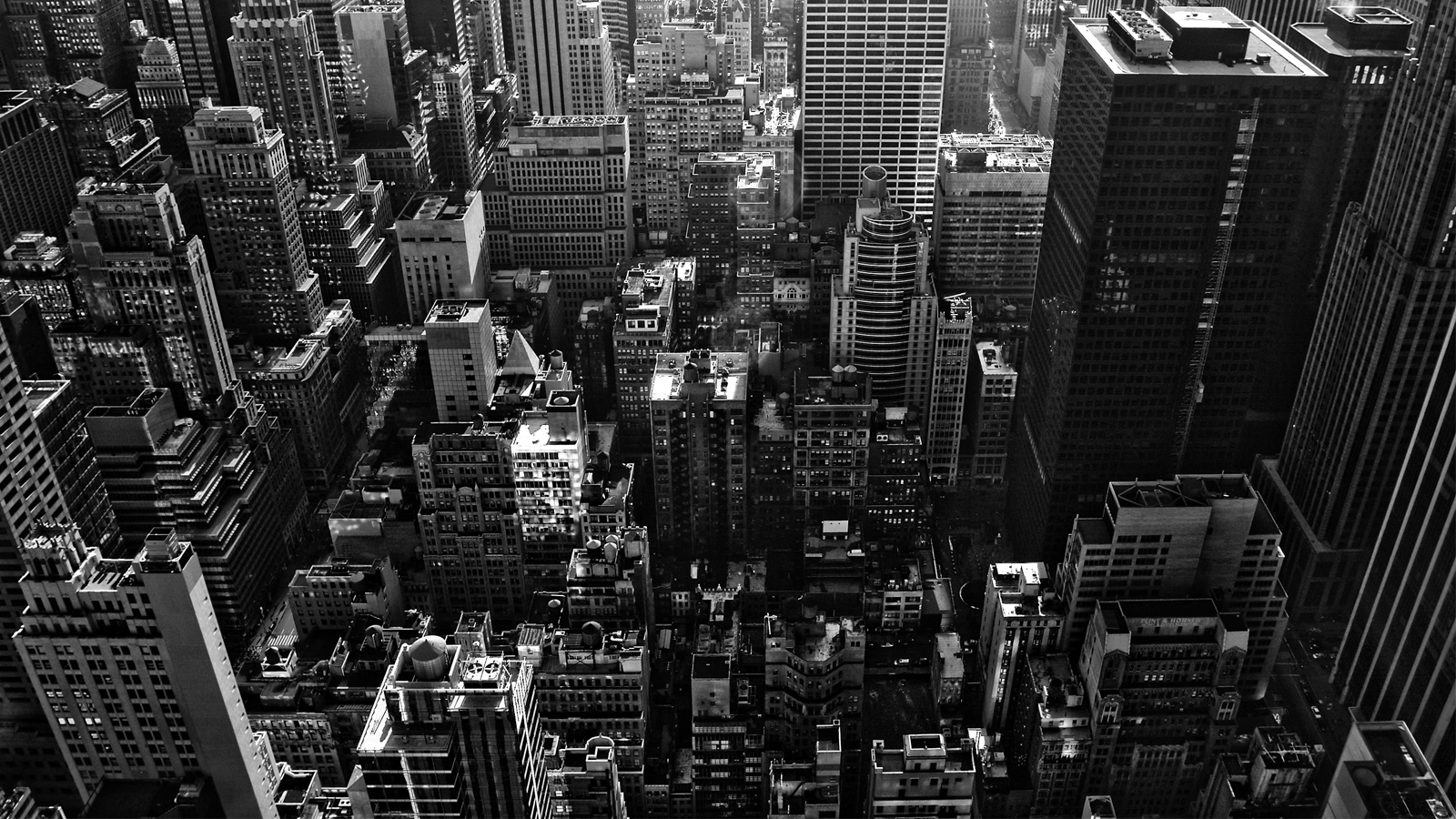 New York City USA Black White Buildings Top View Desktop
