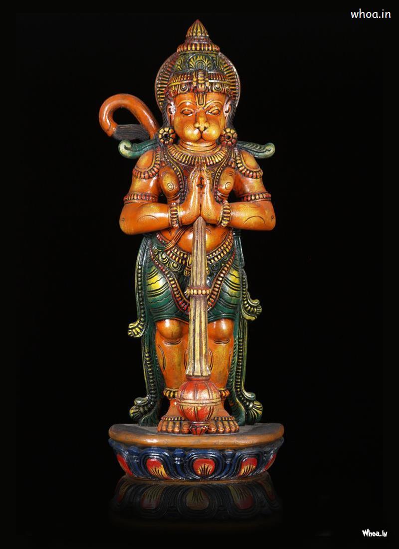 Lord Hanuman Statue With Dark Background HD Image