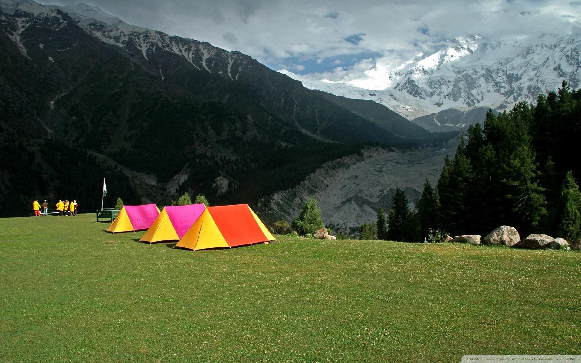 Mountain Landscape With Tent Camp ❤ 4K HD Desktop Wallpaper for 4K
