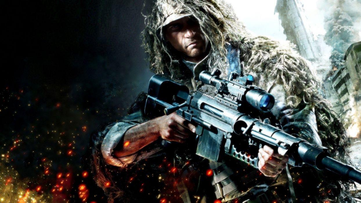 Rifles soldiers video games ruins army military snipers buildings