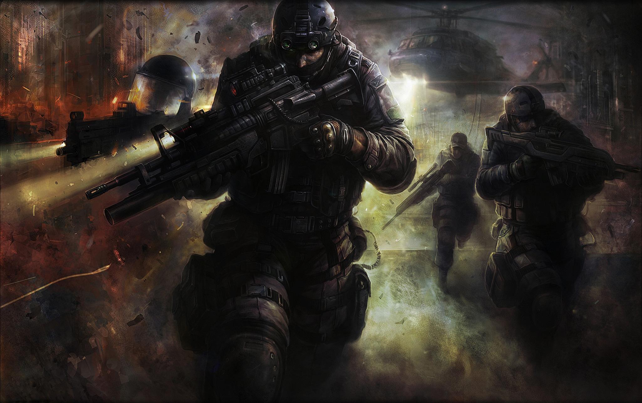 Wallpaper BlackShot, soldier, Special Forces, weapon, helicopter