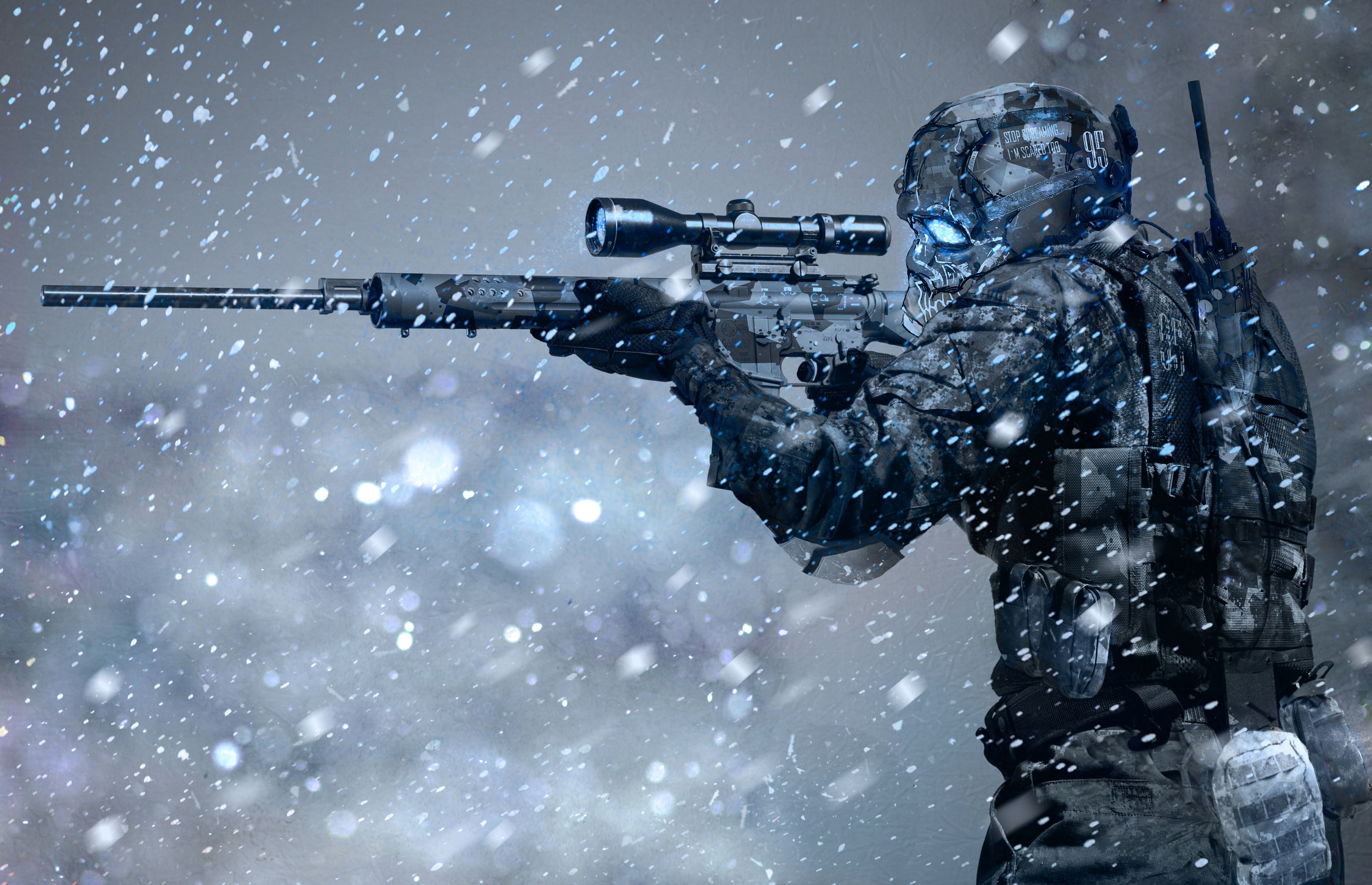 Wallpaper, special forces, snow, winter, futuristic, soldier