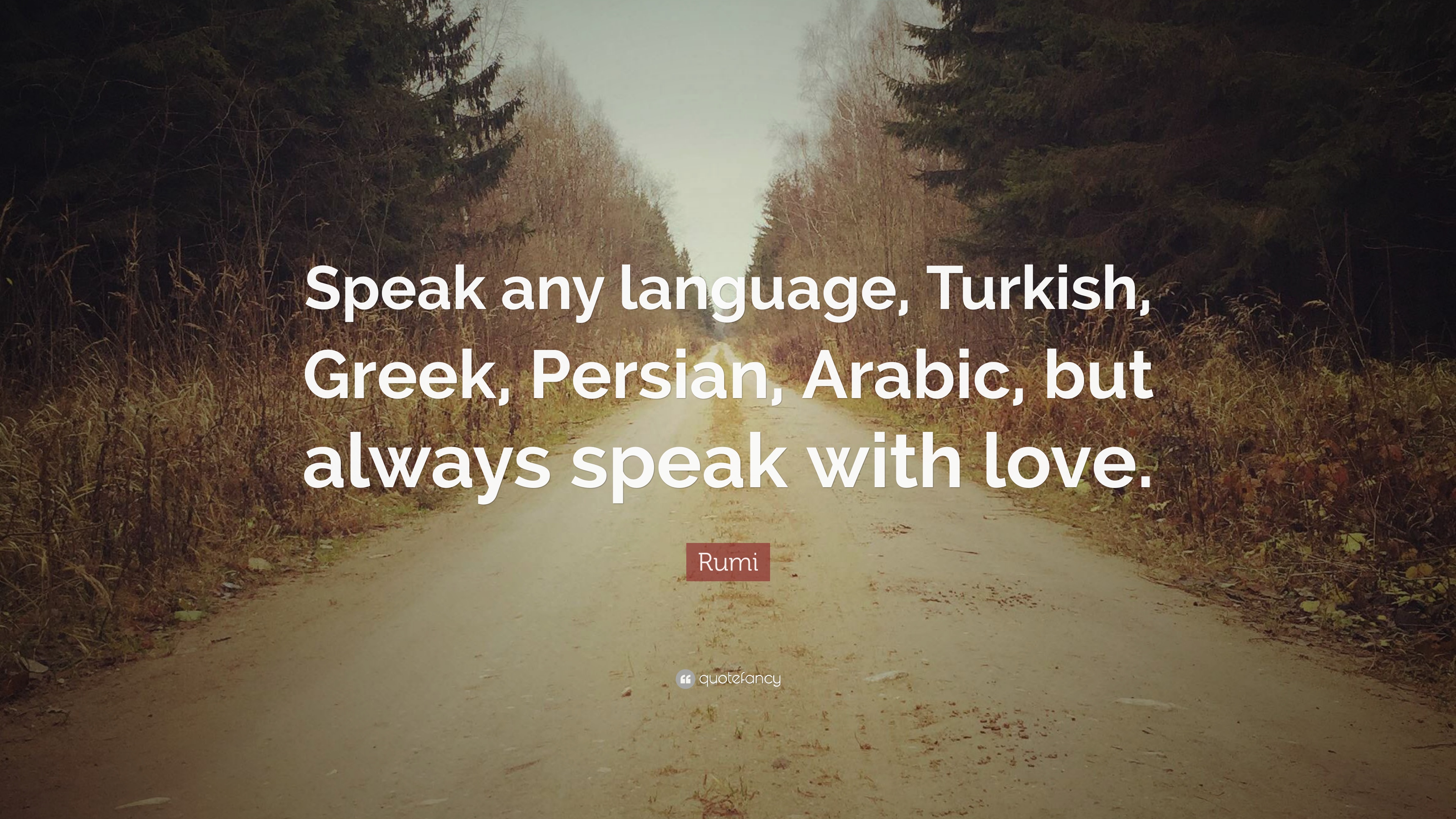Rumi Quote: “Speak any language, Turkish, Greek, Persian, Arabic