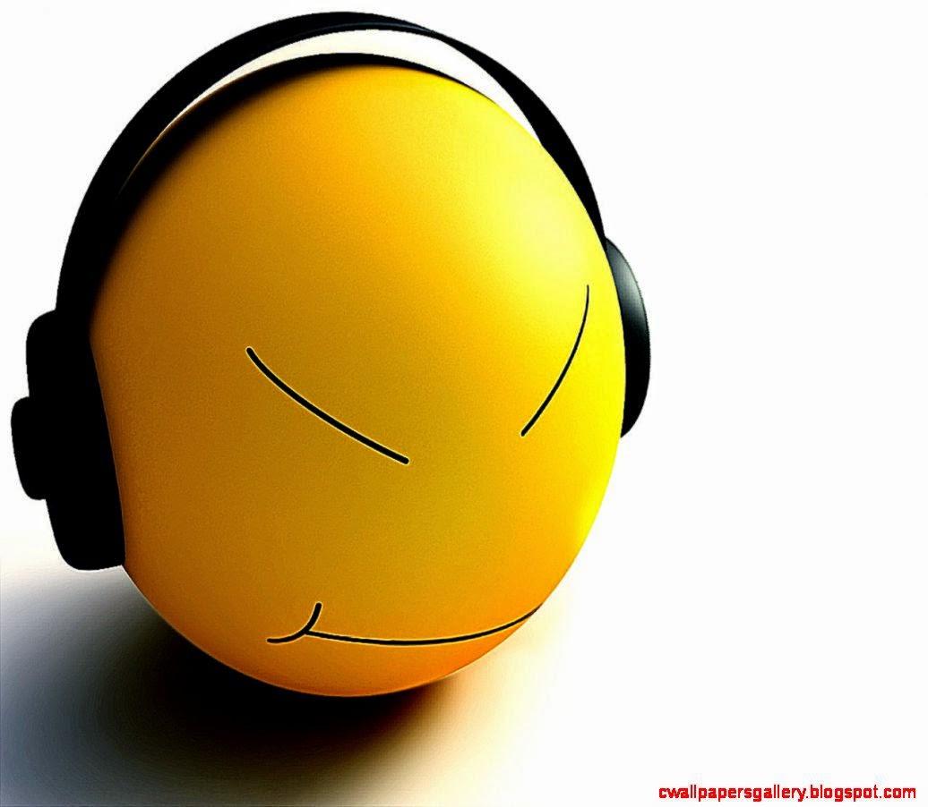 3D Smile Music Emoticon Wallpaper