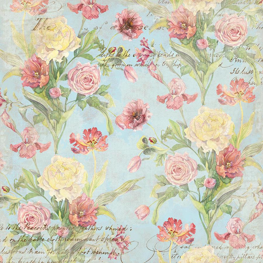 Fleurs De Pivoine In A French Vintage Wallpaper Style