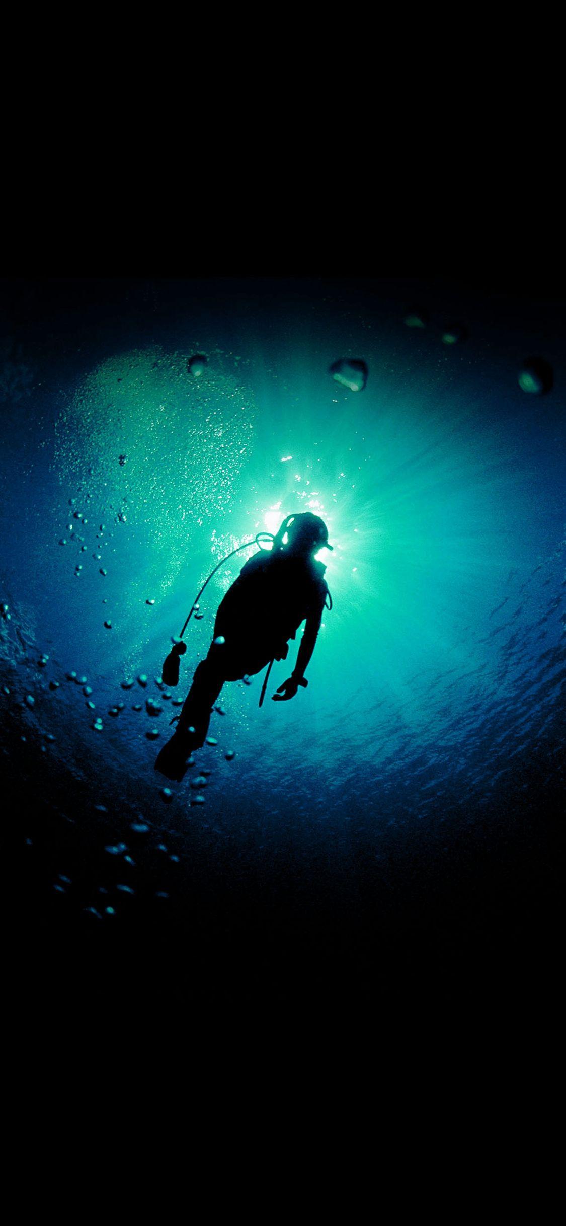 Deep Blue Green Ocean Dive iPhone X Wallpaper. Blue green art