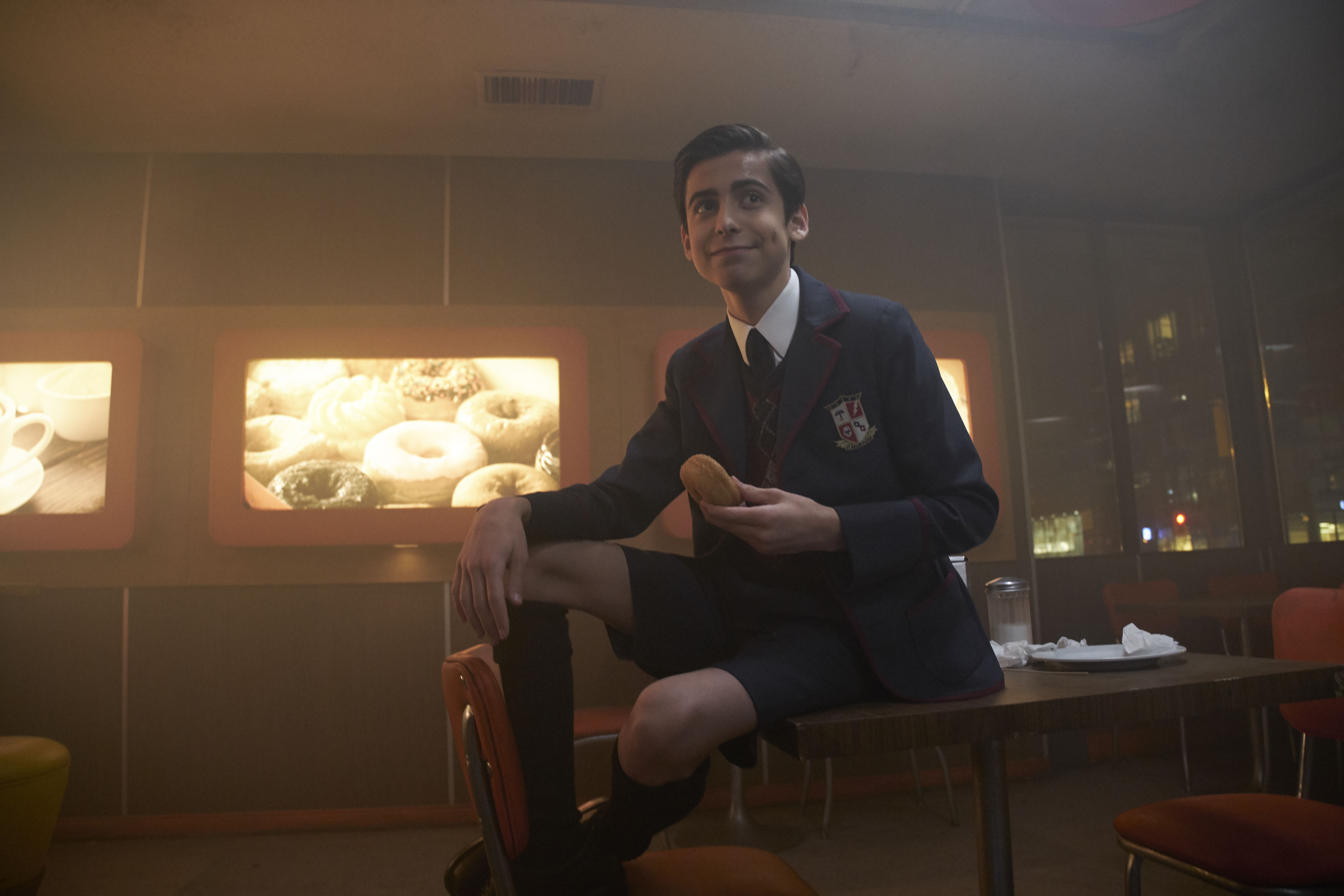 Aidan Gallagher from episode 1 of The Umbrella Academy. source