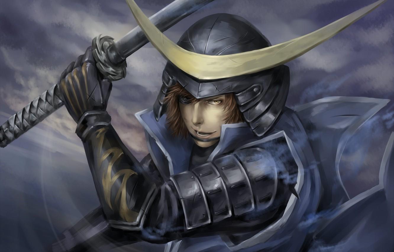 Wallpaper the game, armor, anime, art, samurai, guy, Sengoku Basara