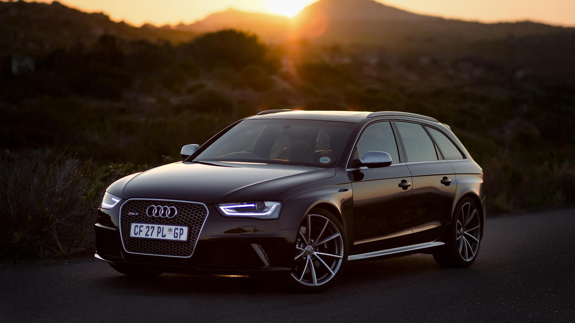 Download wallpaper 1920x1080 audi, rs side view, black, sunset