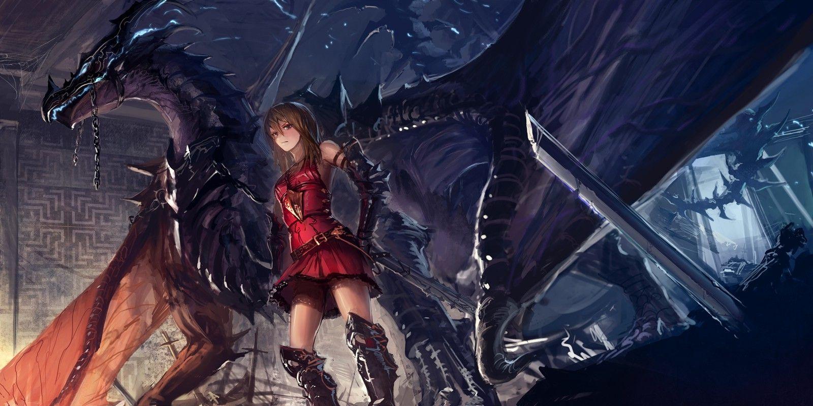 Woman and Dragon Wallpaper Free Woman and Dragon Background