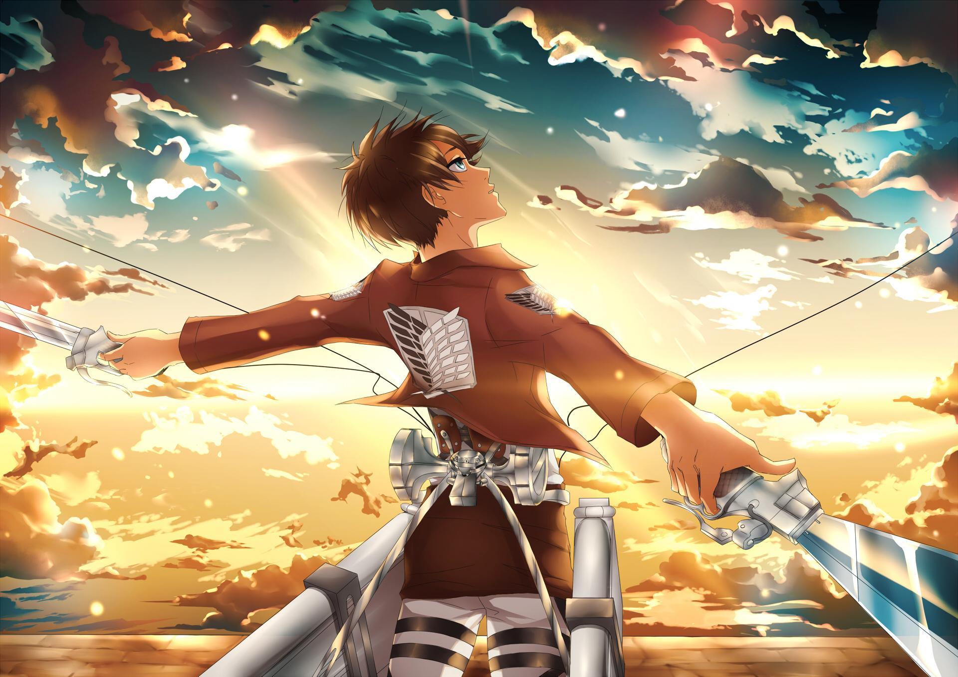Download wallpaper 1920x1357 shingeki no kyojin, eren jaeger, man