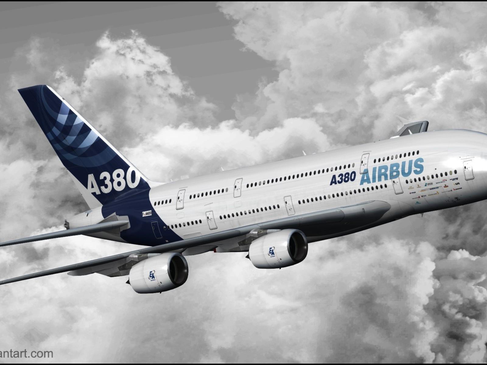 Airbus a380 aircraft aviation clouds wallpaper