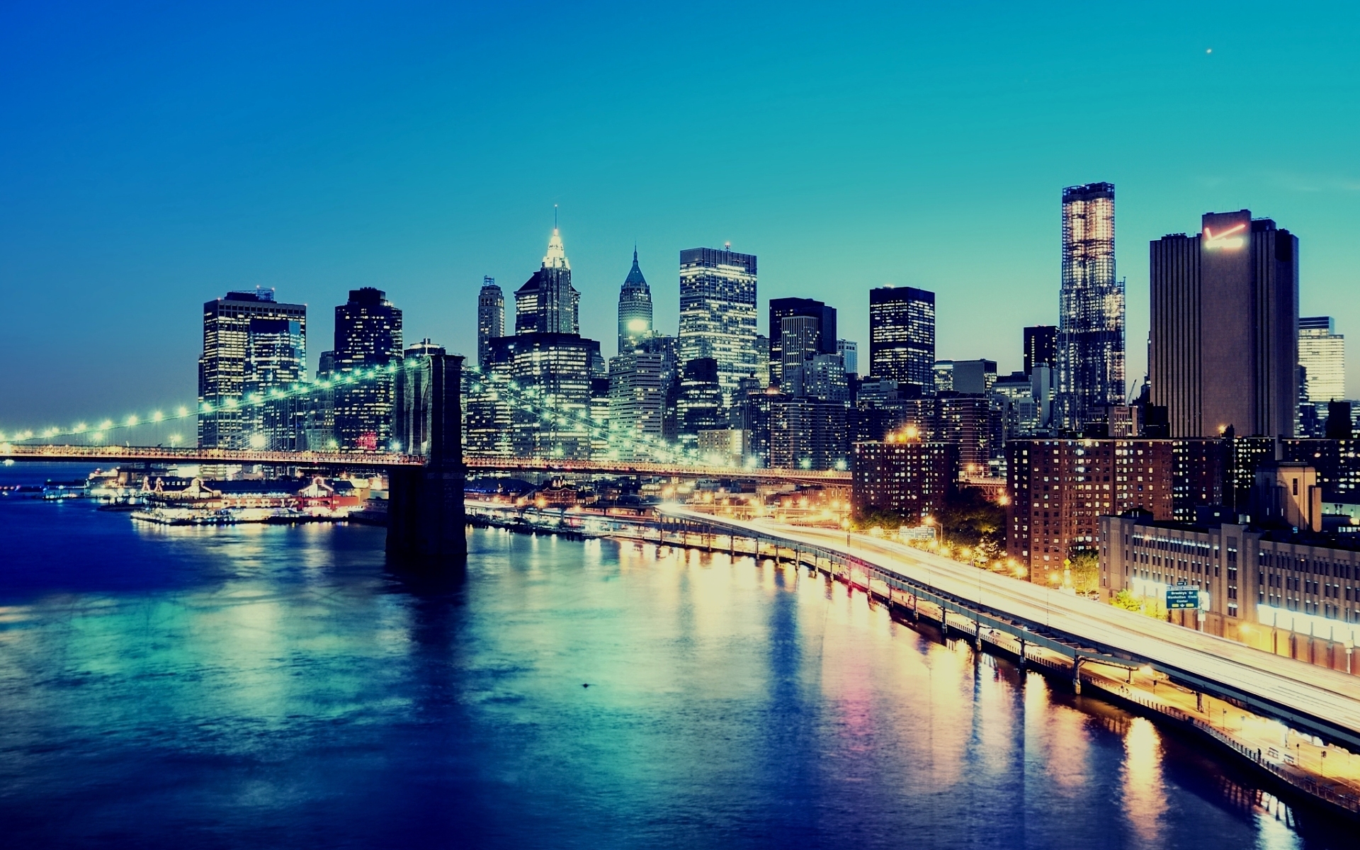 New York City Lights Wallpaper HD Widescreen Background