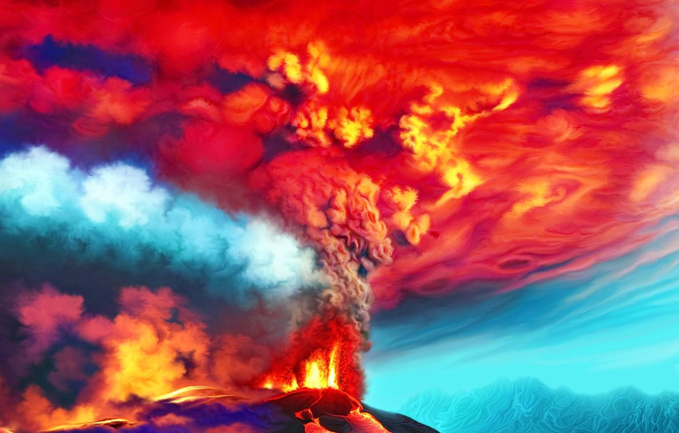 Wallpaper nature, the volcano, art, the eruption, lava, Nina Vels