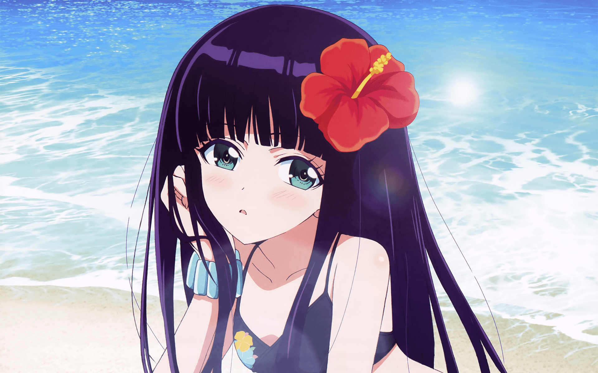 Wallpaper, illustration, anime girls, black hair, Sousei no