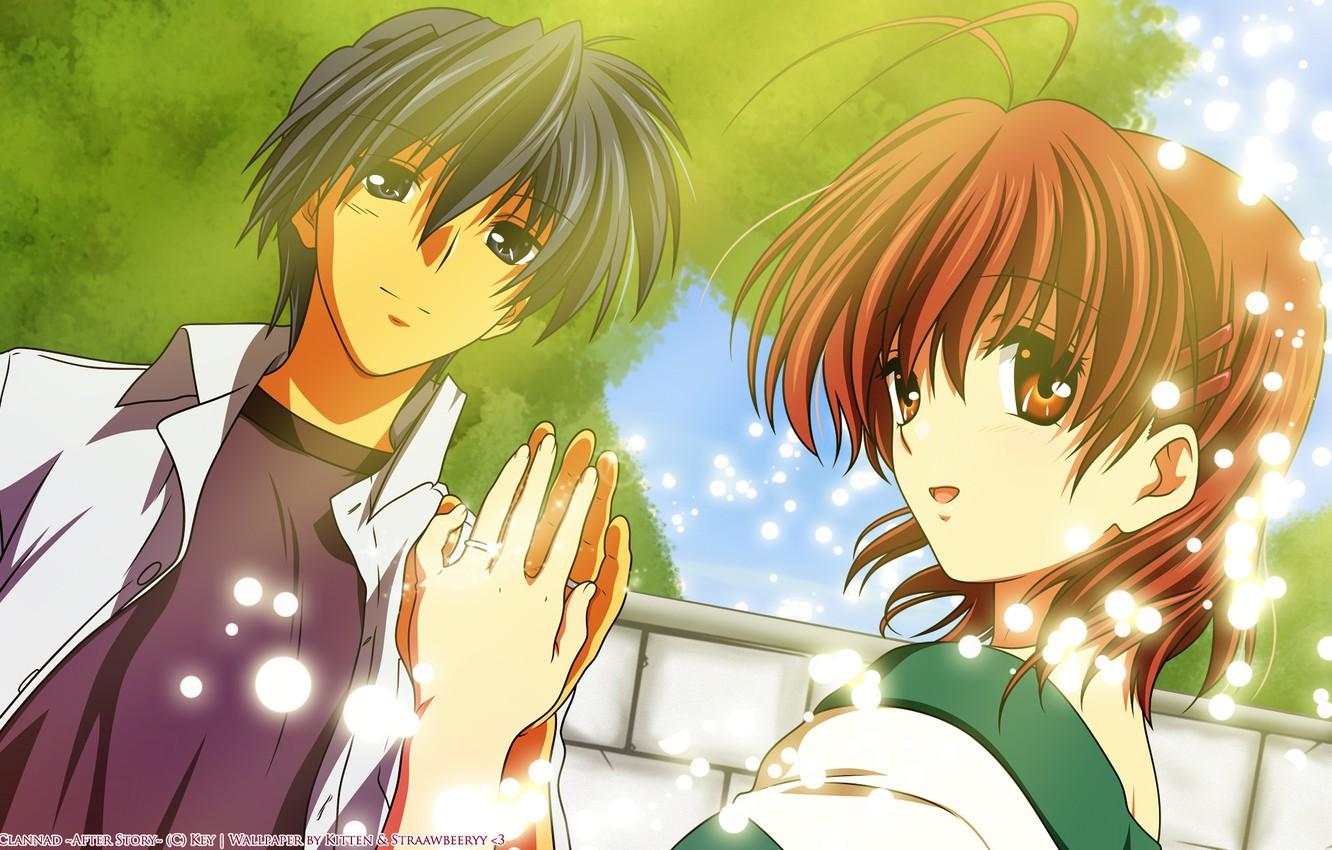 Wallpaper pair, Clannad, Clannad, Nagisa Furukawa, Tomoya Okazaki