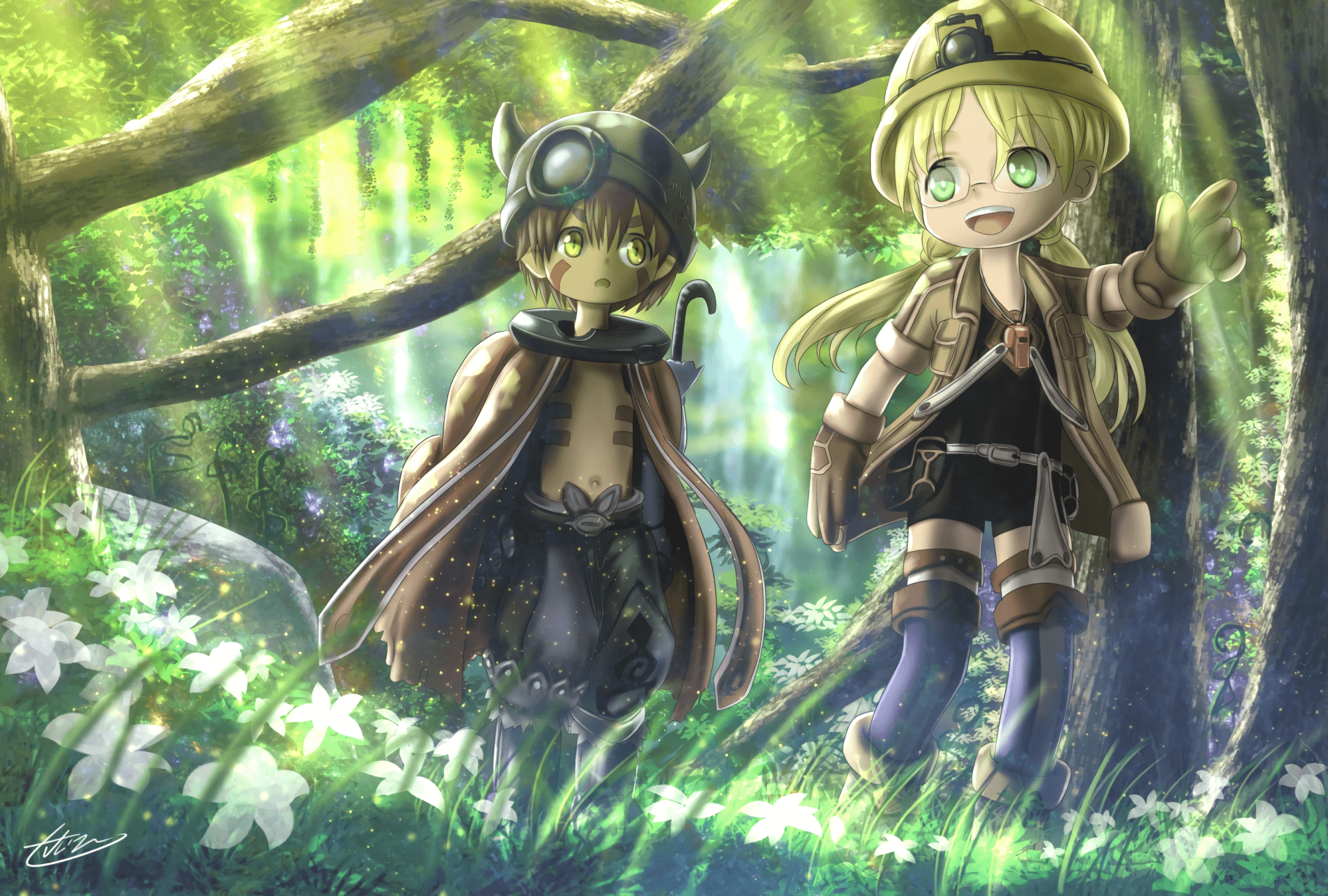 Anime Made In Abyss Regu (Made in Abyss) Riko (Made in Abyss) Fondo
