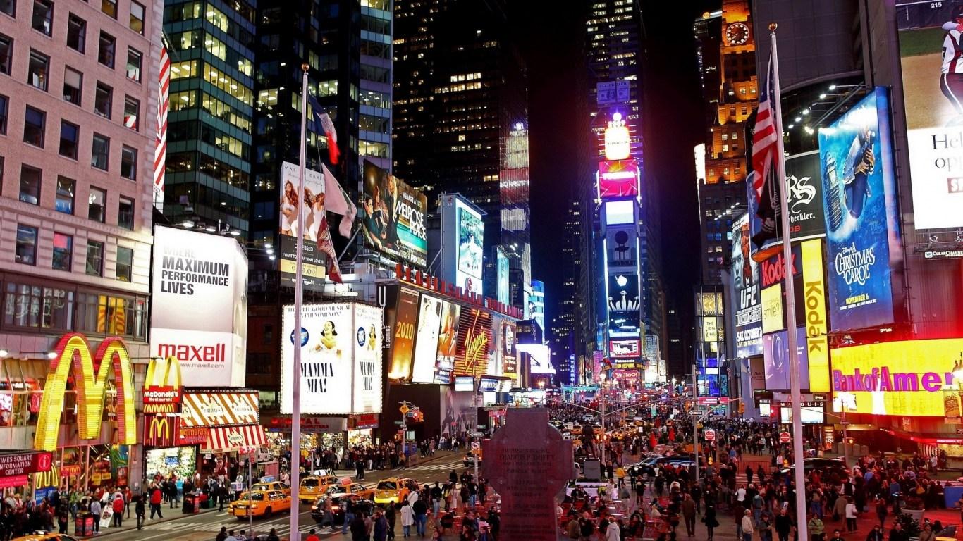 HD Background New York City Manhattan Times Square Street Night
