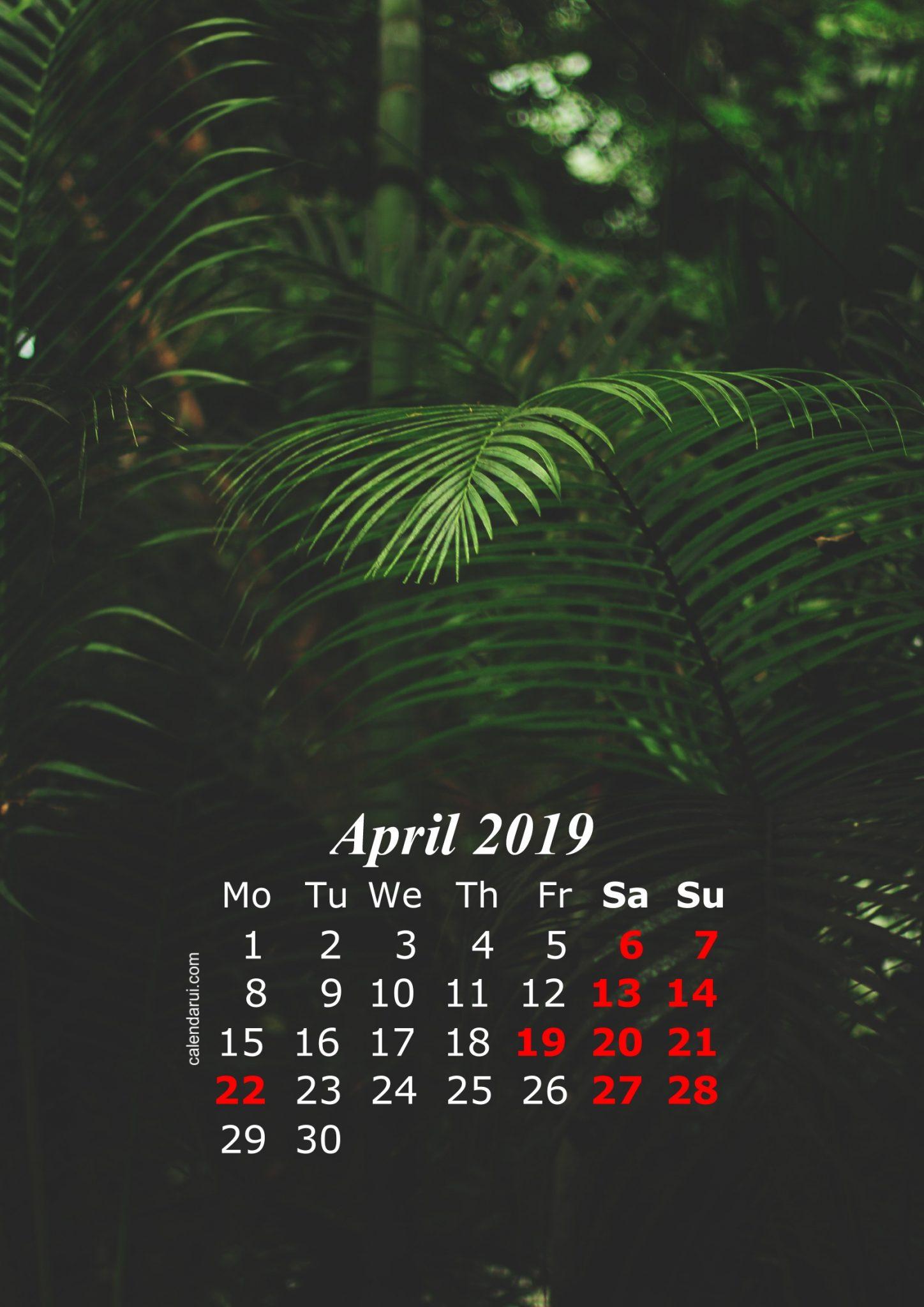 April 2019 Calendar Wallpaper
