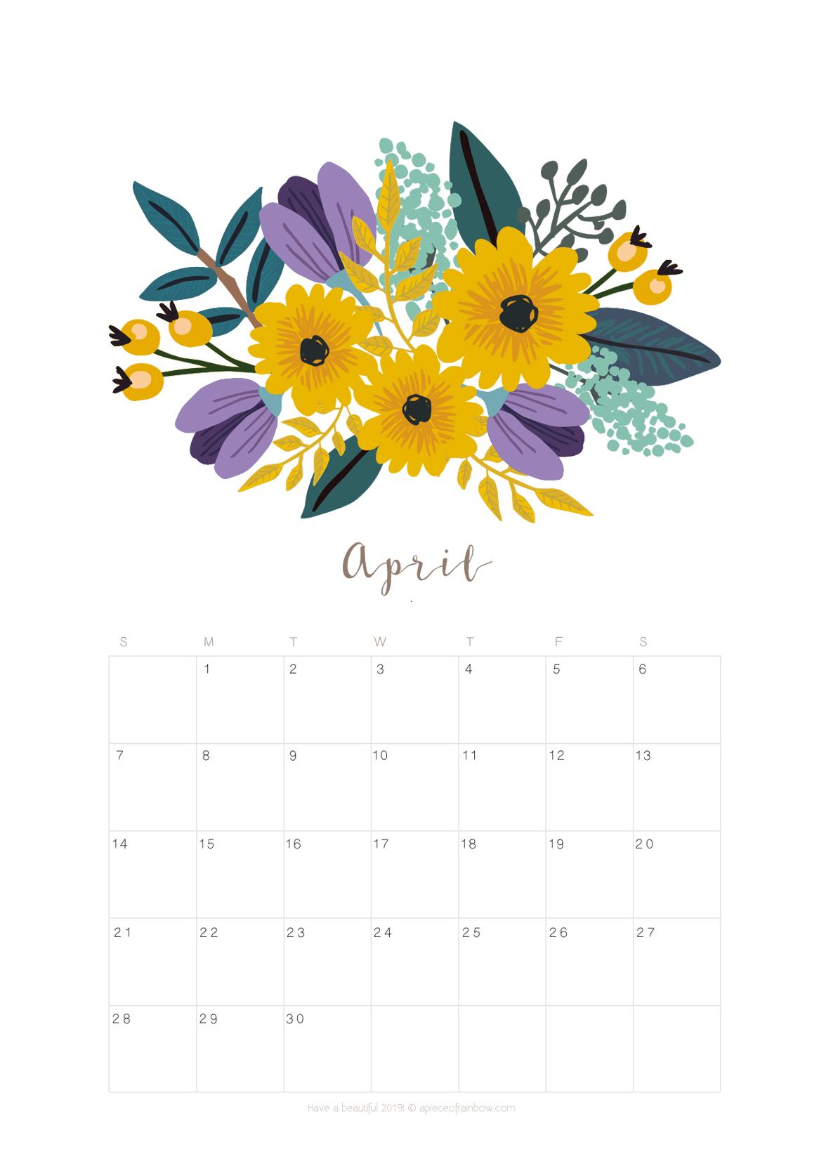 Cute April 2019 Calendar Wallpaper Floral Image Wall Designs