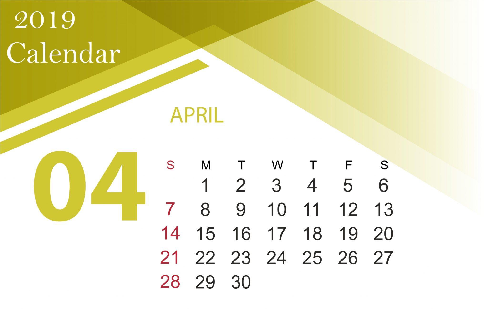 April 2019 Calendar Wallpaper