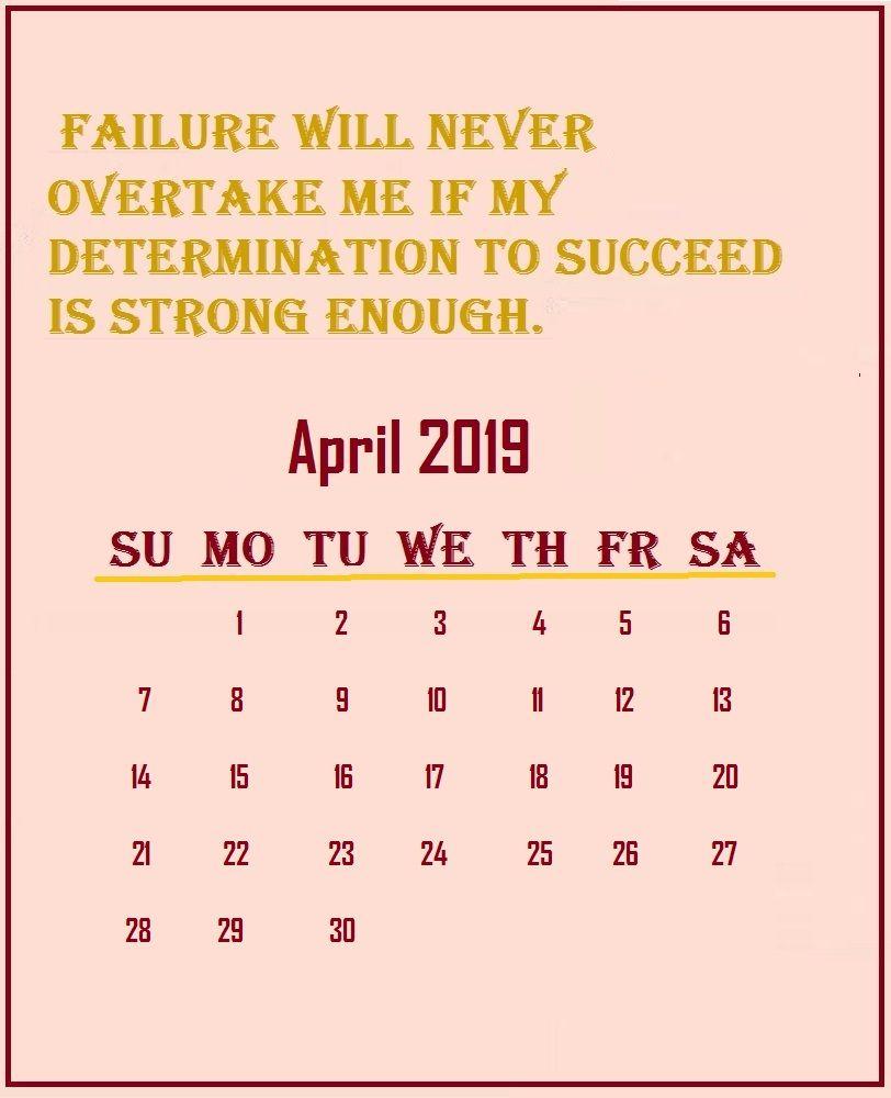 April 2019 Motivational Quotes Calendar