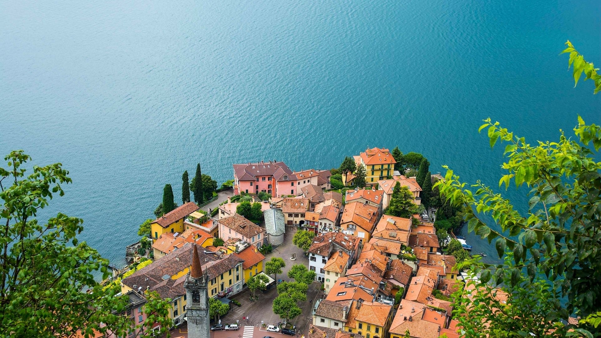 Wallpaper Lake Como, Varenna, Lombardy, Italy, panorama, roofs, lake