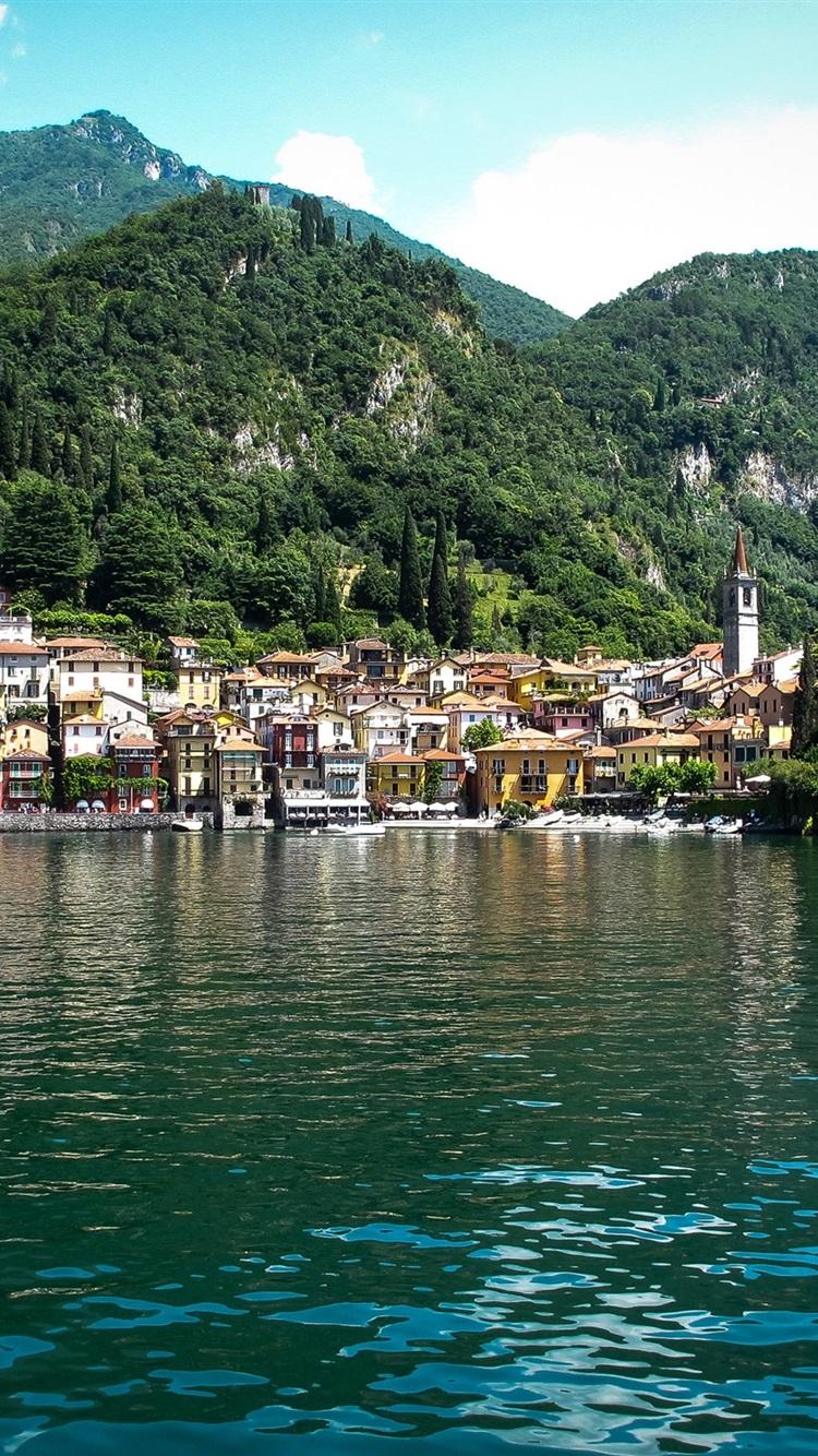 Lake Como, Italy, Village, Mountains, Trees 750x1334 IPhone 8 7 6 6S