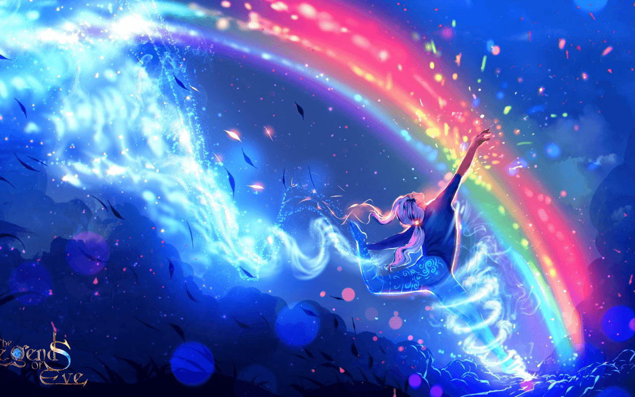 Download 1280x800 Anime Boy, Rainbow, Dancing Wallpaper