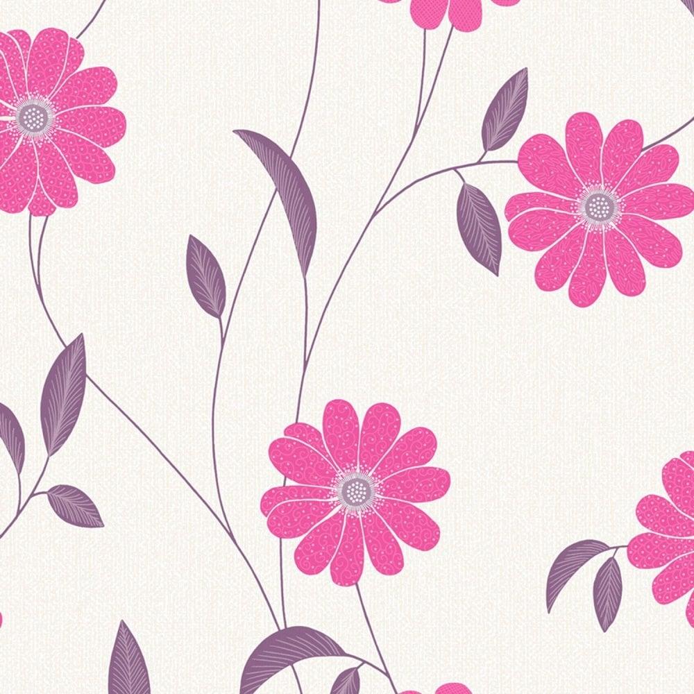 Crown Giorgio Floral Wallpaper Berry Pink / Cream M0718