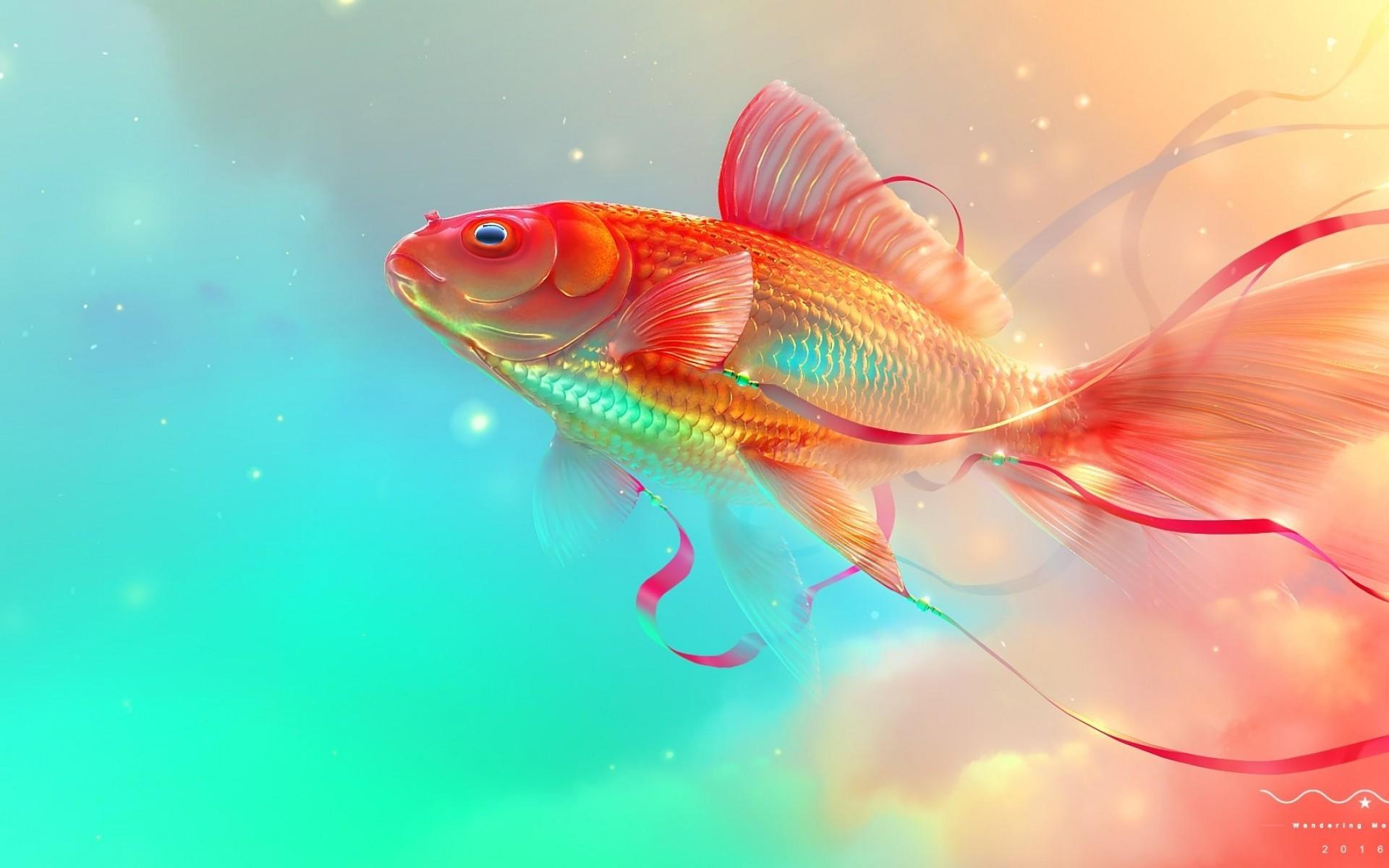 Download 1920x1200 Goldfish, Digital Art, Underwater Wallpaper